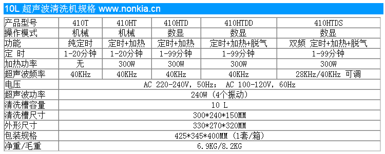 10L超声波清洗机规格